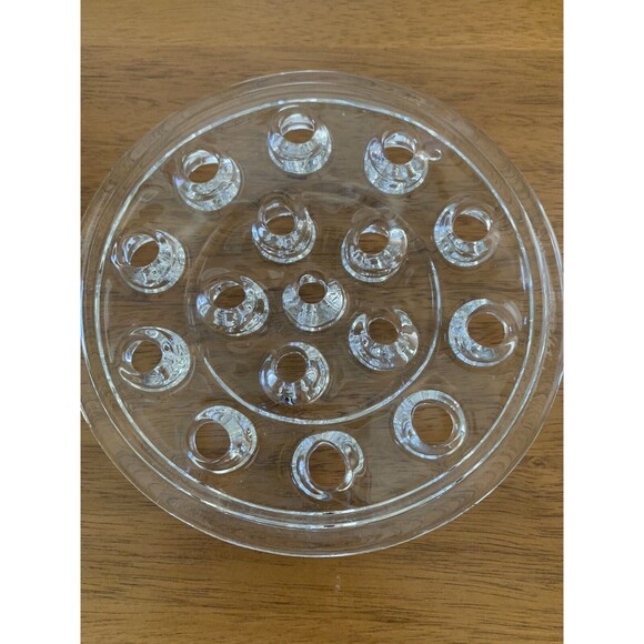 Vintage Crystal Clear Glass Flower Frog 5” 16 Holes Flower Arrangement - Picture 2 of 3